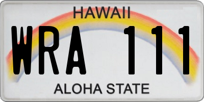 HI license plate WRA111