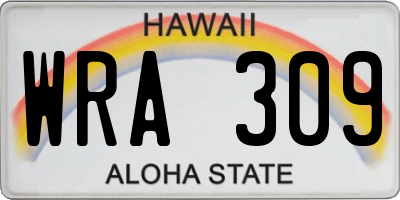 HI license plate WRA309
