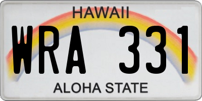 HI license plate WRA331