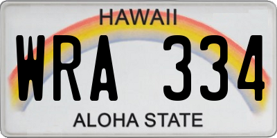 HI license plate WRA334