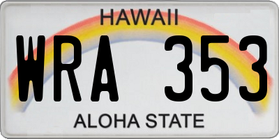 HI license plate WRA353