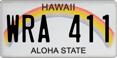 HI license plate WRA411