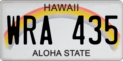HI license plate WRA435