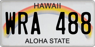 HI license plate WRA488