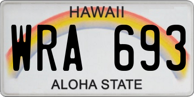 HI license plate WRA693