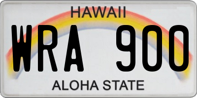 HI license plate WRA900
