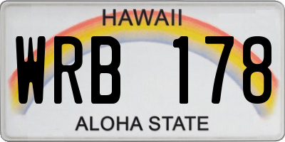 HI license plate WRB178
