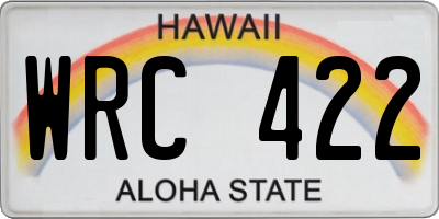 HI license plate WRC422