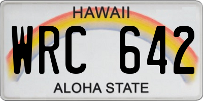 HI license plate WRC642