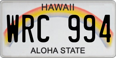 HI license plate WRC994