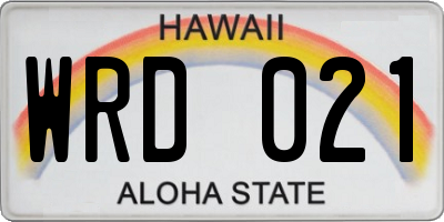 HI license plate WRD021
