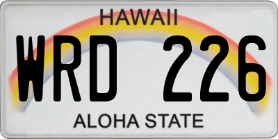 HI license plate WRD226
