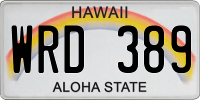 HI license plate WRD389