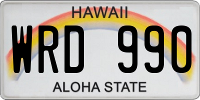 HI license plate WRD990