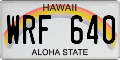 HI license plate WRF640