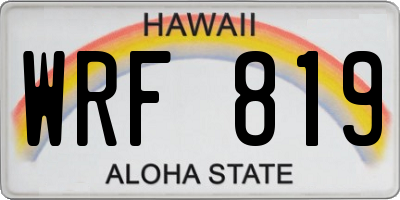 HI license plate WRF819