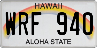 HI license plate WRF940