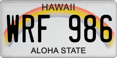 HI license plate WRF986