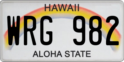 HI license plate WRG982