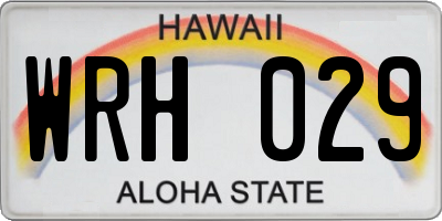 HI license plate WRH029