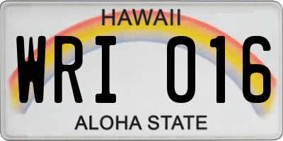 HI license plate WRI016