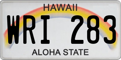 HI license plate WRI283