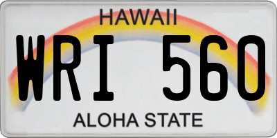 HI license plate WRI560