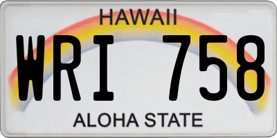HI license plate WRI758