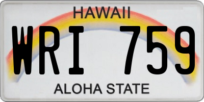 HI license plate WRI759