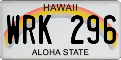 HI license plate WRK296