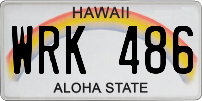 HI license plate WRK486