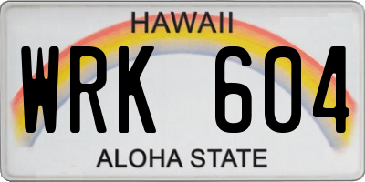 HI license plate WRK604