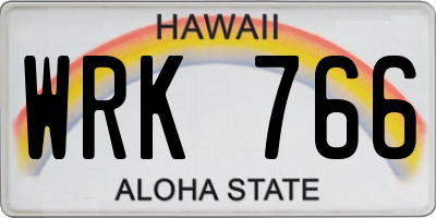 HI license plate WRK766