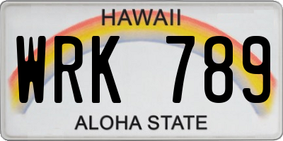 HI license plate WRK789