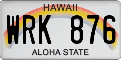 HI license plate WRK876