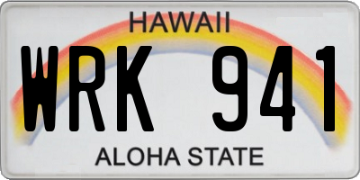 HI license plate WRK941