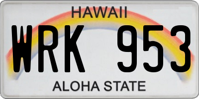 HI license plate WRK953