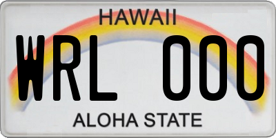 HI license plate WRL000