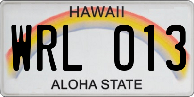 HI license plate WRL013