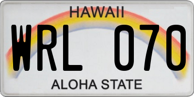 HI license plate WRL070