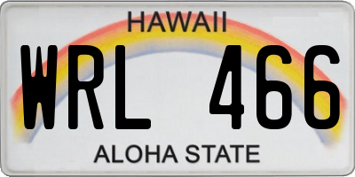 HI license plate WRL466