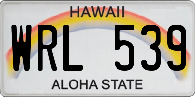 HI license plate WRL539