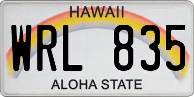 HI license plate WRL835