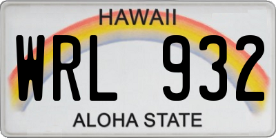 HI license plate WRL932