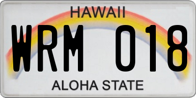 HI license plate WRM018