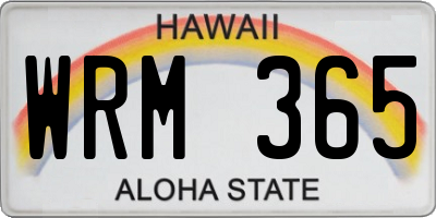 HI license plate WRM365