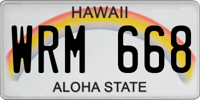 HI license plate WRM668