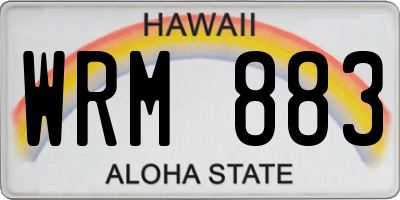 HI license plate WRM883