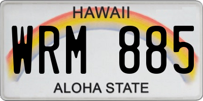 HI license plate WRM885