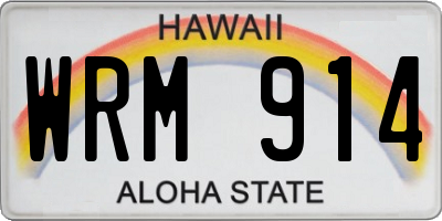 HI license plate WRM914